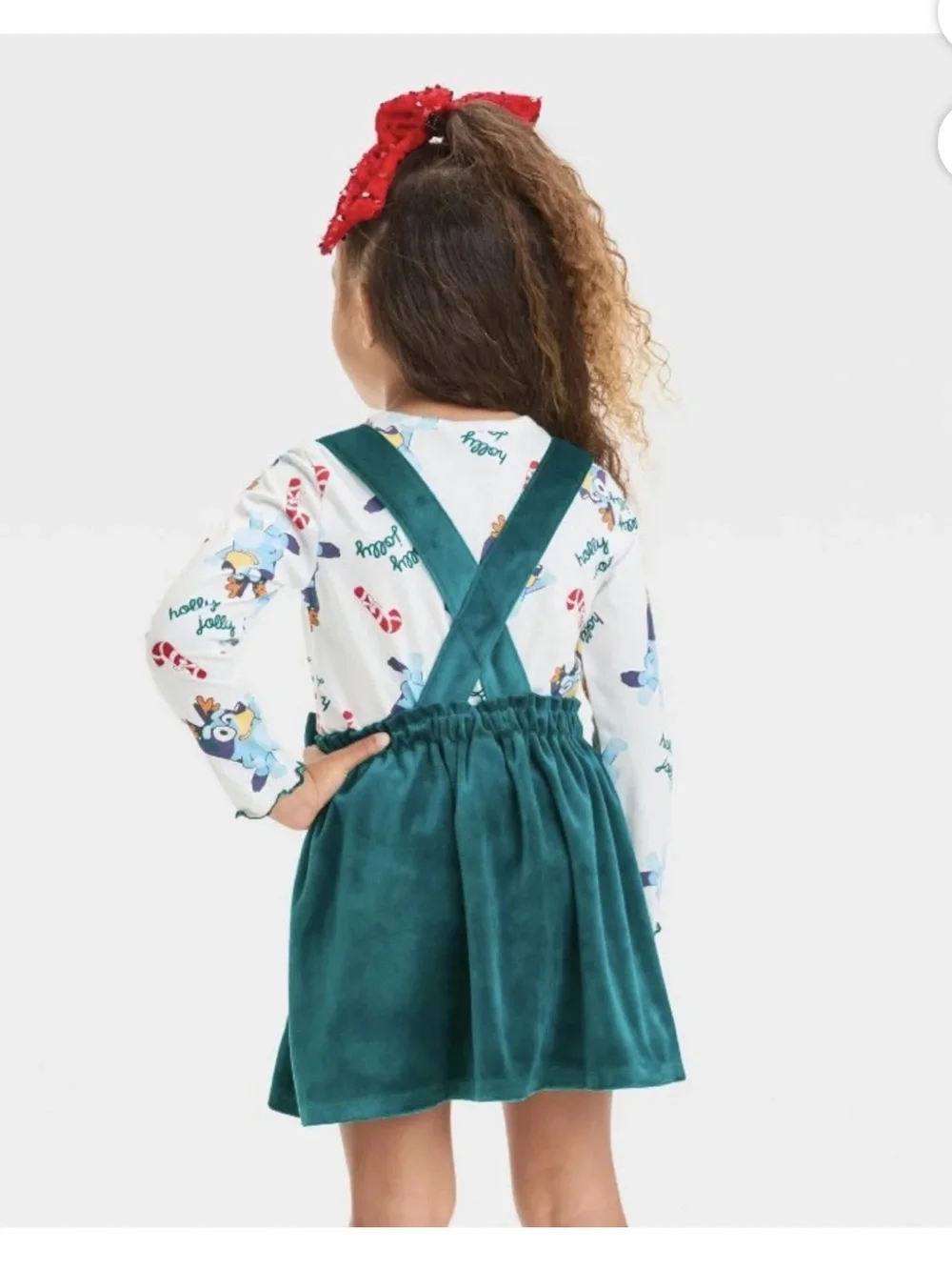 Toddler Girls' Bluey Christmas 2pc Long Sleeve Top and Skirtal Set - Green 3T